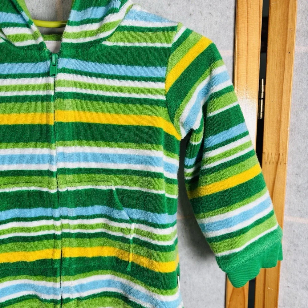 OshKosh Baby Terry Striped Fleece Jacket Jumper Light Green‎ Size XXL 12-18M